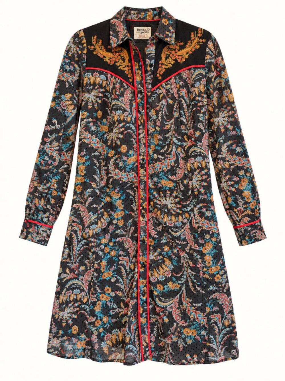 Holding Horses Anthropologie Size 2 Paisley Embroidered Western Shirt Dress